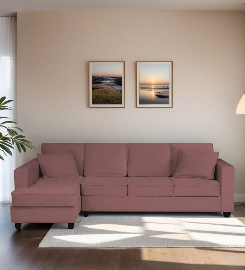 Aristocrat Velvet LHS 6 Seater Sectional Sofa in Berry Wine Colour