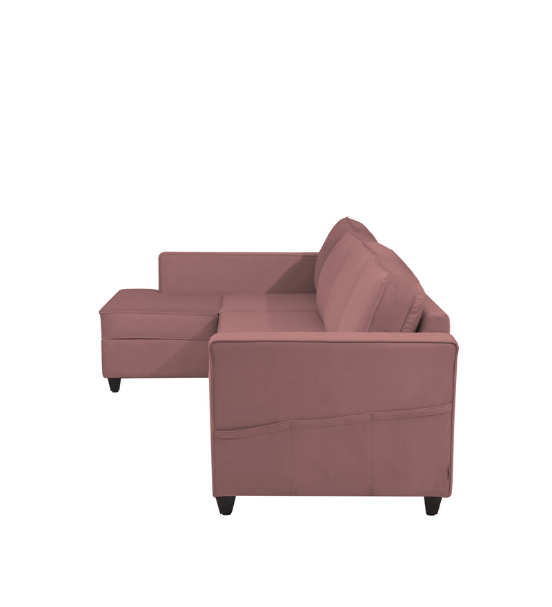 Aristocrat Velvet LHS 6 Seater Sectional Sofa in Berry Wine Colour