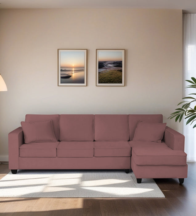 Aristocrat Velvet RHS 6 Seater Sectional Sofa in Berry Wine Colour