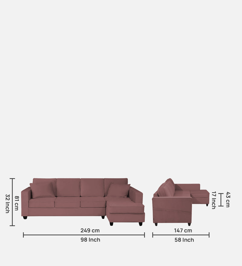 Aristocrat Velvet RHS 6 Seater Sectional Sofa in Berry Wine Colour