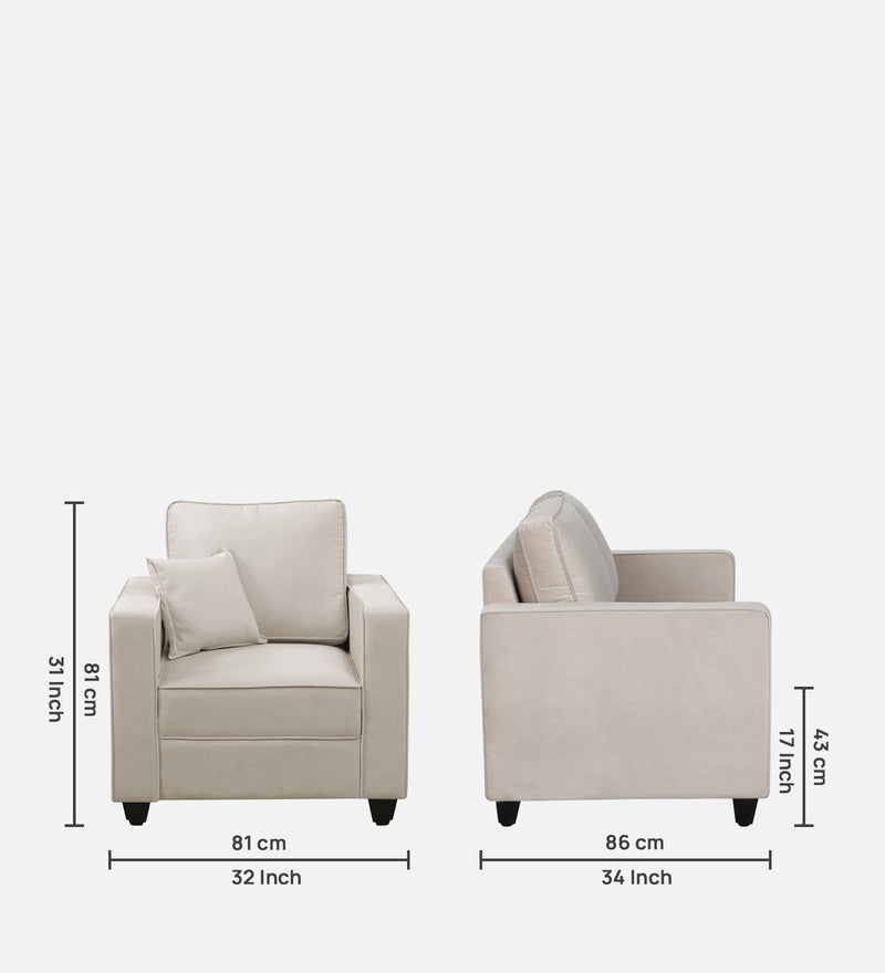 Aristocrat Velvet 1 Seater Sofa in Camel Beige Colour