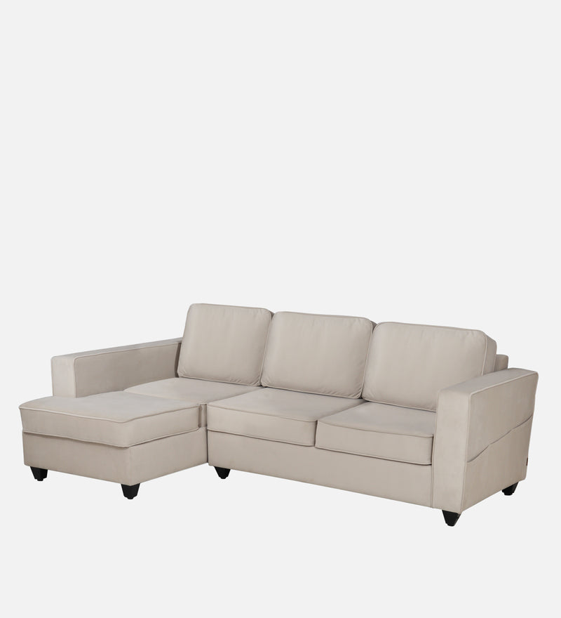 Aristocrat Velvet LHS 5 Seater Sectional Sofa in Camel Beige Colour