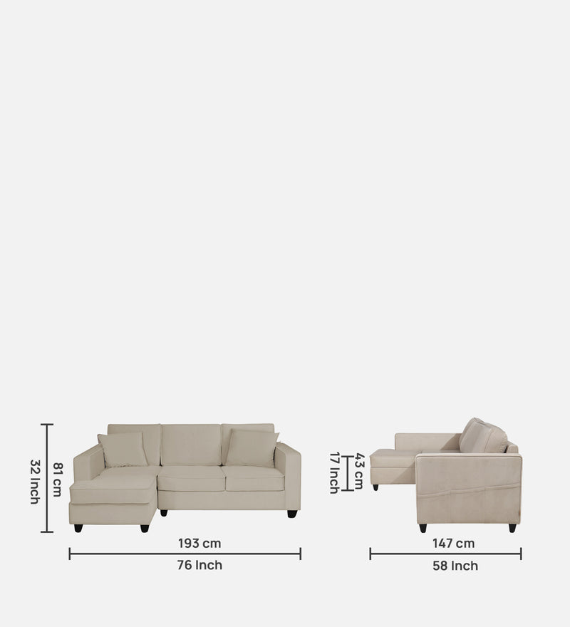 Aristocrat Velvet LHS 5 Seater Sectional Sofa in Camel Beige Colour