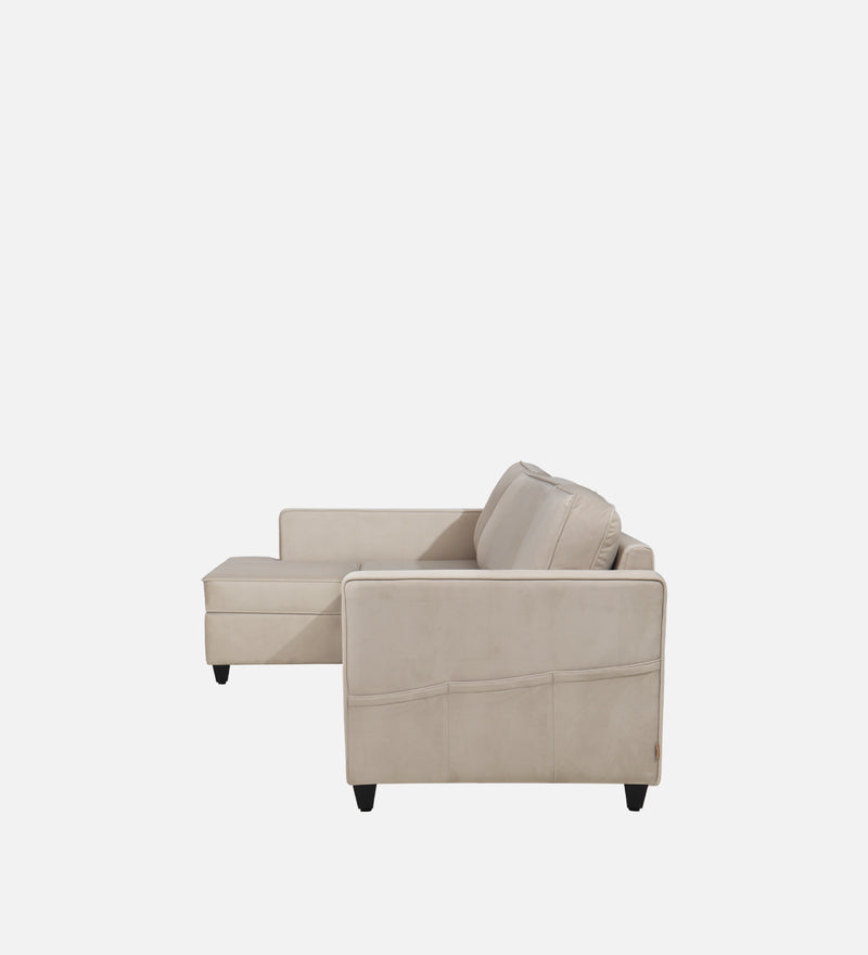 Aristocrat Velvet LHS 5 Seater Sectional Sofa in Camel Beige Colour
