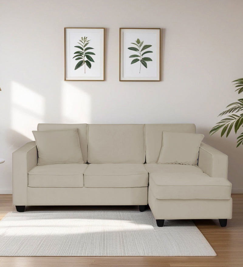 Aristocrat Velvet RHS 5 Seater Sectional Sofa in Camel Beige Colour