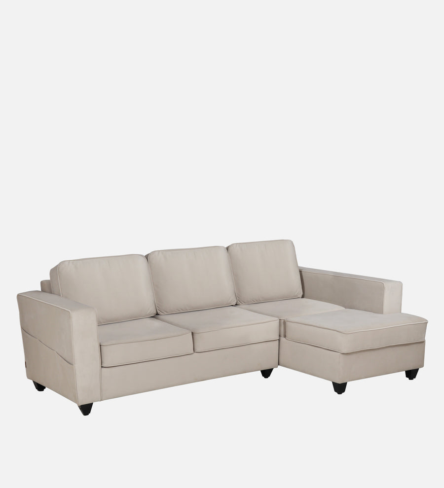 Aristocrat Velvet RHS 5 Seater Sectional Sofa in Camel Beige Colour