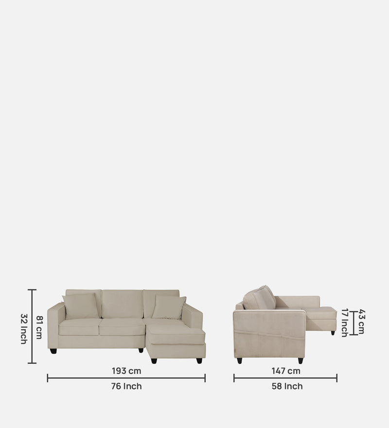 Aristocrat Velvet RHS 5 Seater Sectional Sofa in Camel Beige Colour
