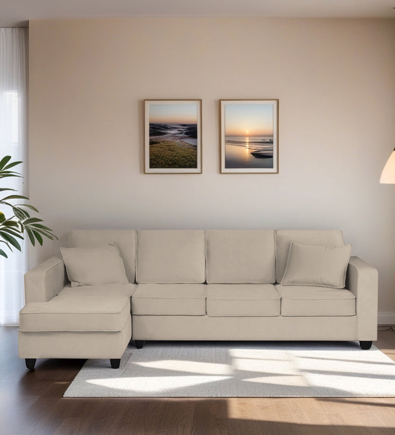 Aristocrat Velvet LHS 6 Seater Sectional Sofa in Camel Beige Colour