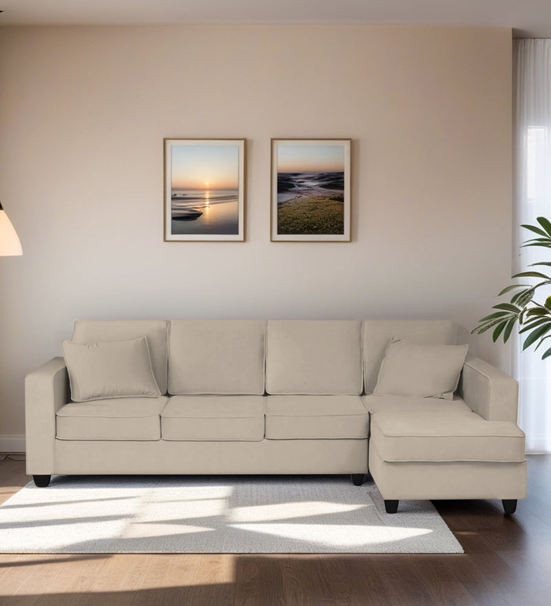 Aristocrat Velvet RHS 6 Seater Sectional Sofa in Camel Beige Colour