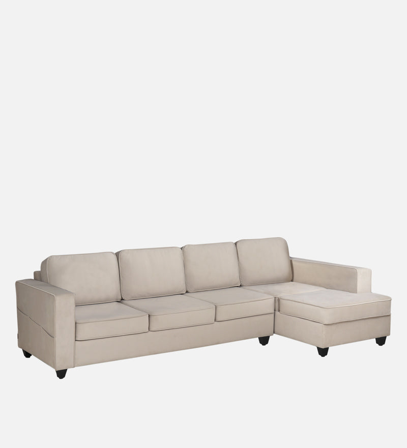 Aristocrat Velvet RHS 6 Seater Sectional Sofa in Camel Beige Colour