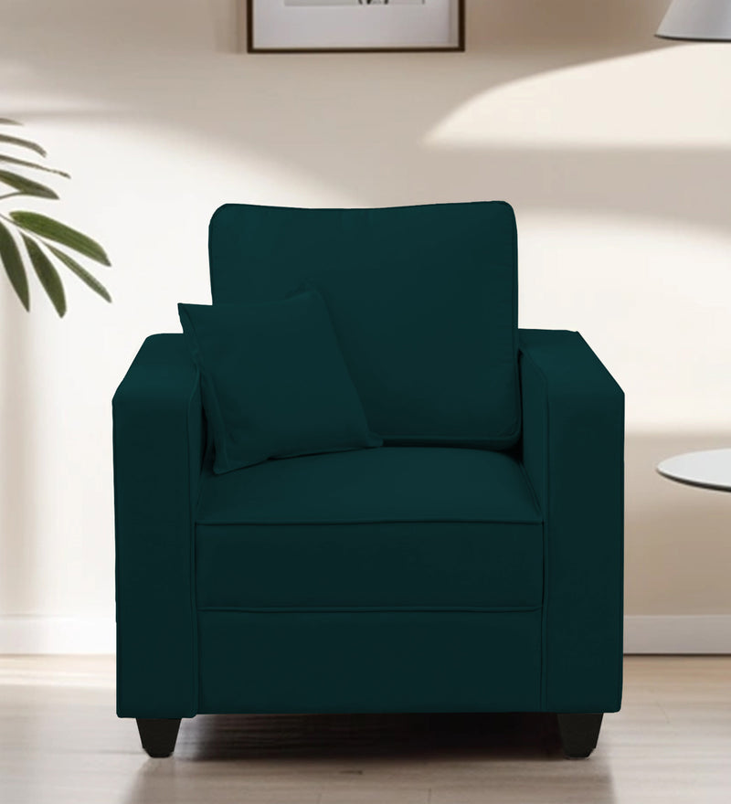 Aristocrat Velvet 1 Seater Sofa in Emerald Green Colour