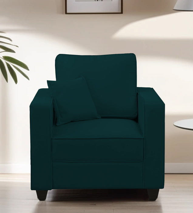 Aristocrat Velvet 1 Seater Sofa in Emerald Green Colour