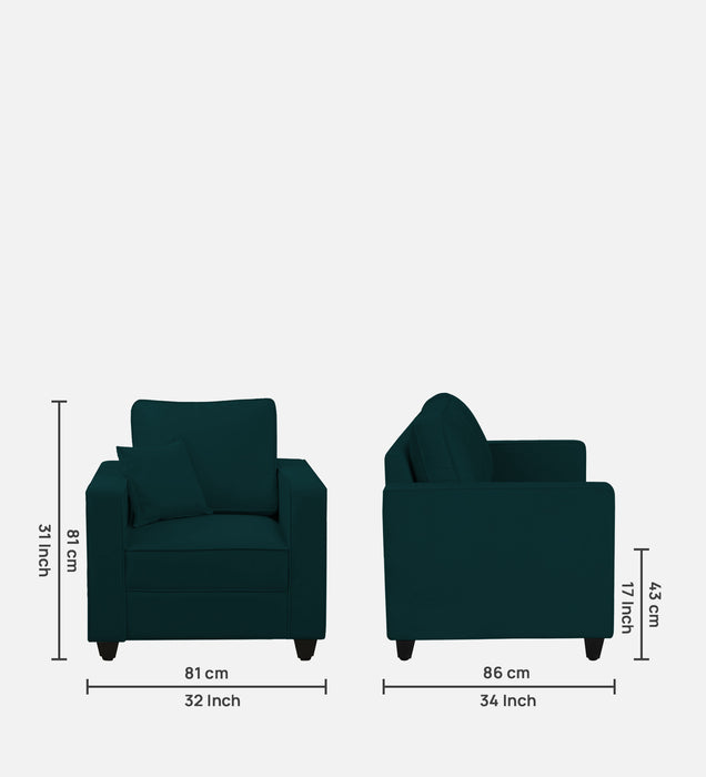 Aristocrat Velvet 1 Seater Sofa in Emerald Green Colour