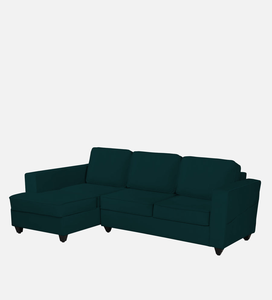 Aristocrat Velvet LHS 5 Seater Sectional Sofa in Emerald Green Colour