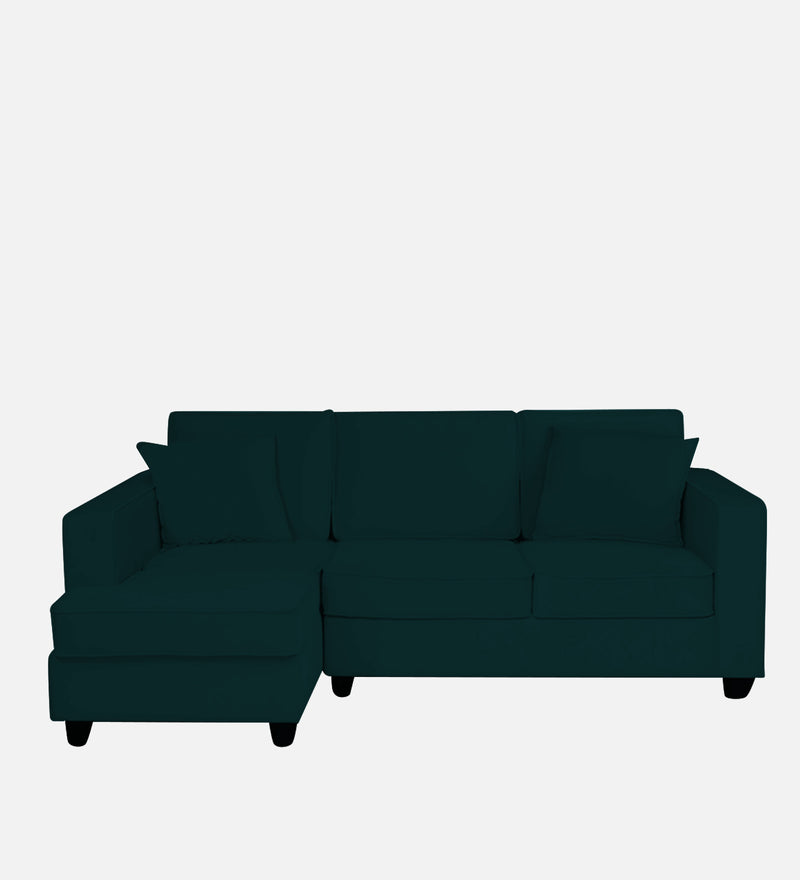 Aristocrat Velvet LHS 5 Seater Sectional Sofa in Emerald Green Colour