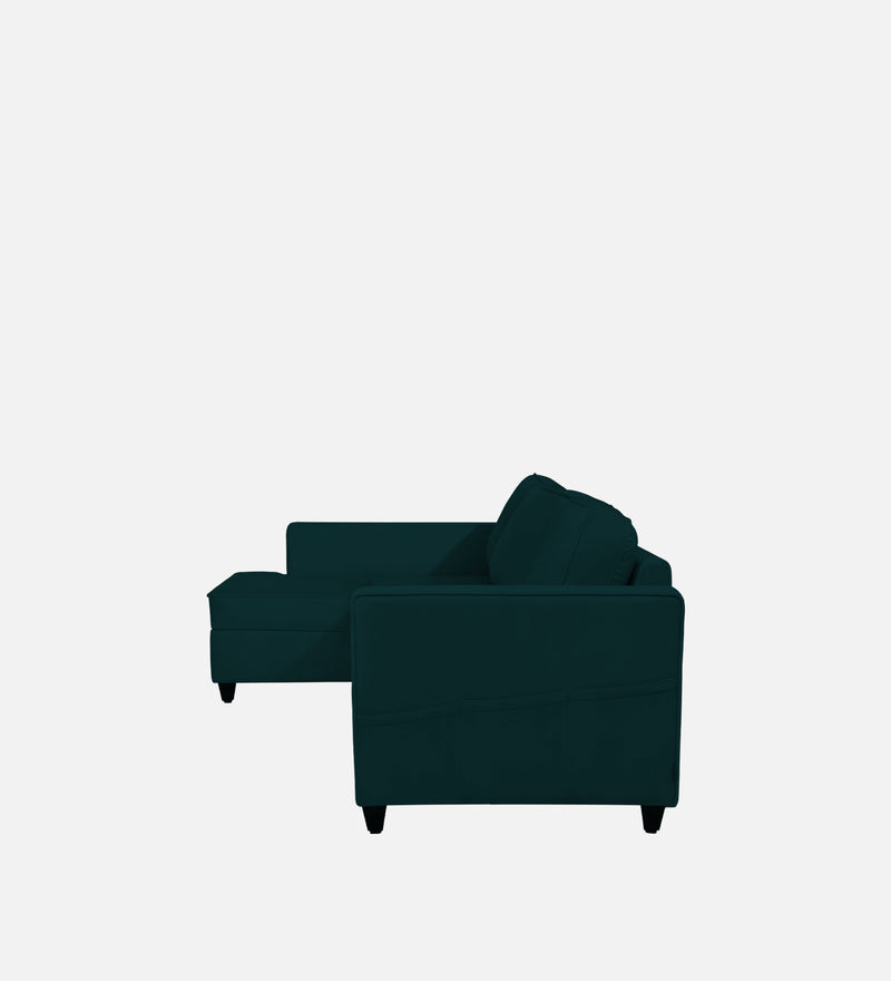Aristocrat Velvet LHS 5 Seater Sectional Sofa in Emerald Green Colour