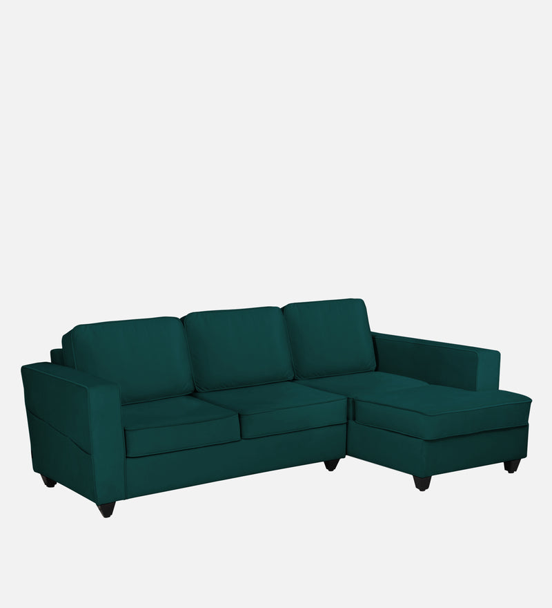 Aristocrat Velvet RHS 5 Seater Sectional Sofa in Emerald Green Colour