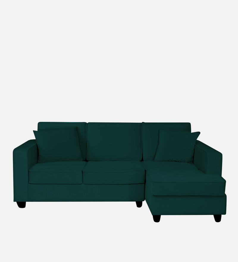 Aristocrat Velvet RHS 5 Seater Sectional Sofa in Emerald Green Colour