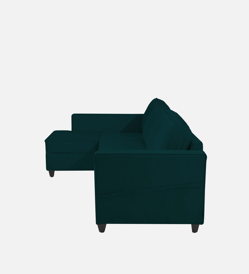 Aristocrat Velvet LHS 6 Seater Sectional Sofa in Emerald Green Colour