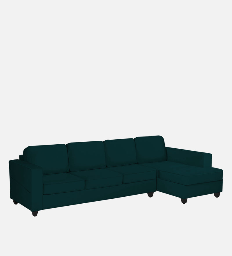 Aristocrat Velvet RHS 6 Seater Sectional Sofa in Emerald Green Colour