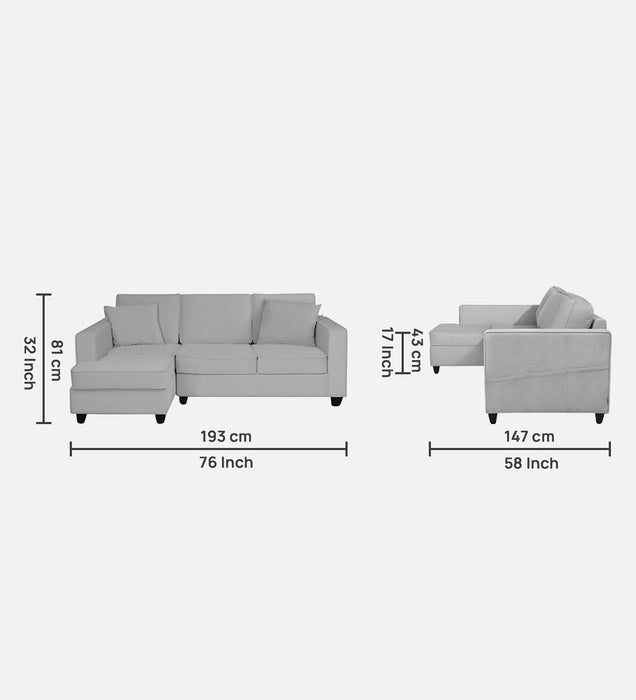 Aristocrat Velvet 5 Seater Sectional Sofa LHS