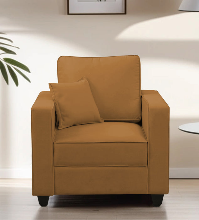 Aristocrat Velvet 1 Seater Sofa in Mocha Colour