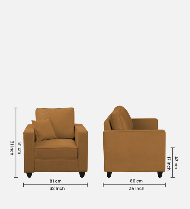 Aristocrat Velvet 1 Seater Sofa in Mocha Colour