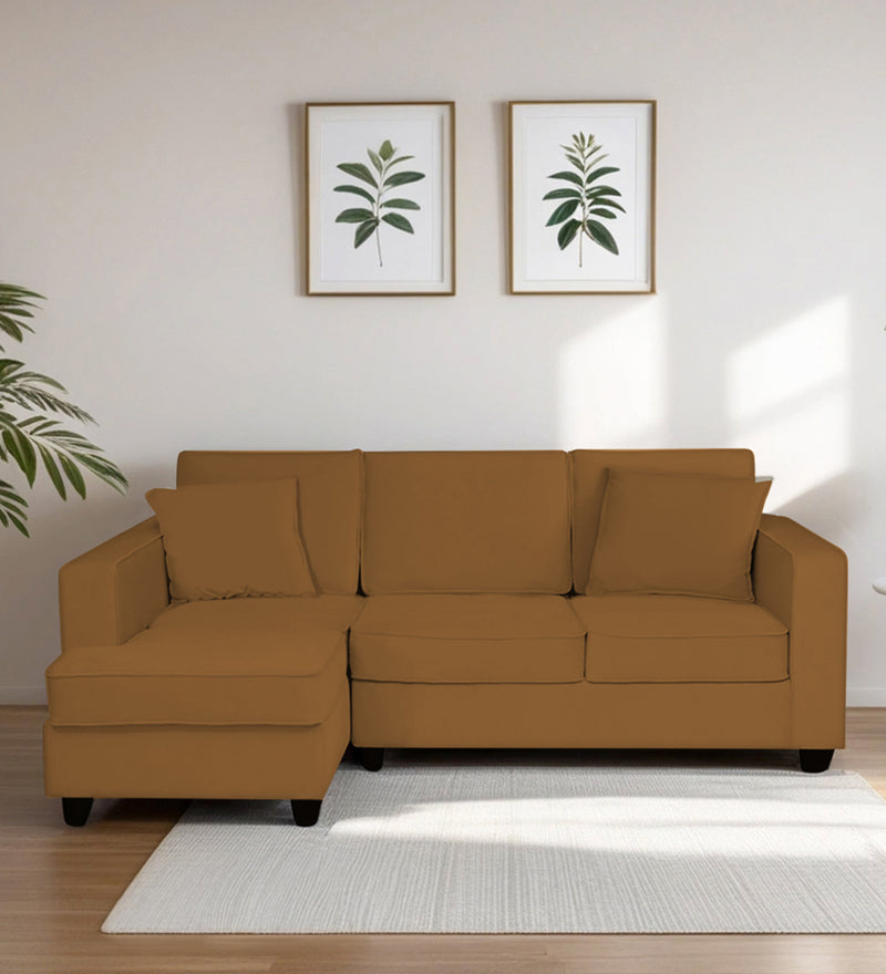 Aristocrat Velvet LHS 5 Seater Sectional Sofa in Mocha Colour