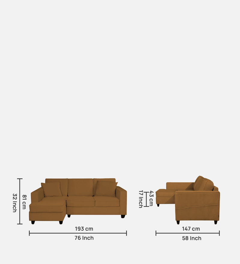 Aristocrat Velvet LHS 5 Seater Sectional Sofa in Mocha Colour