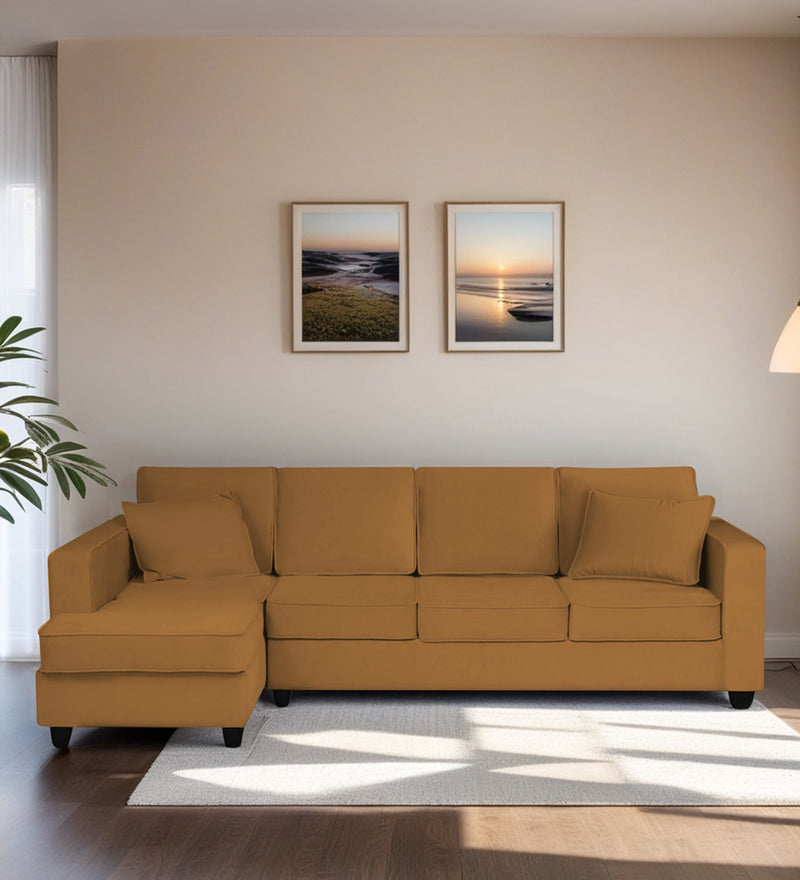 Aristocrat Velvet LHS 6 Seater Sectional Sofa in Mocha Colour