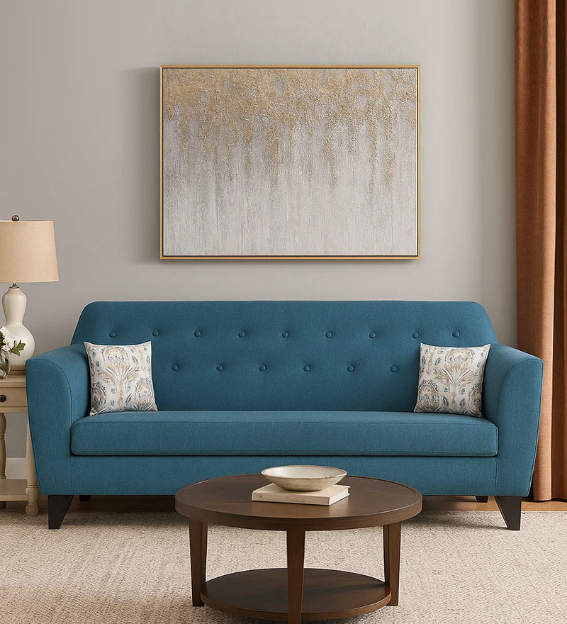 Bali Fabric 3 Seater Sofa In Blue Colour
