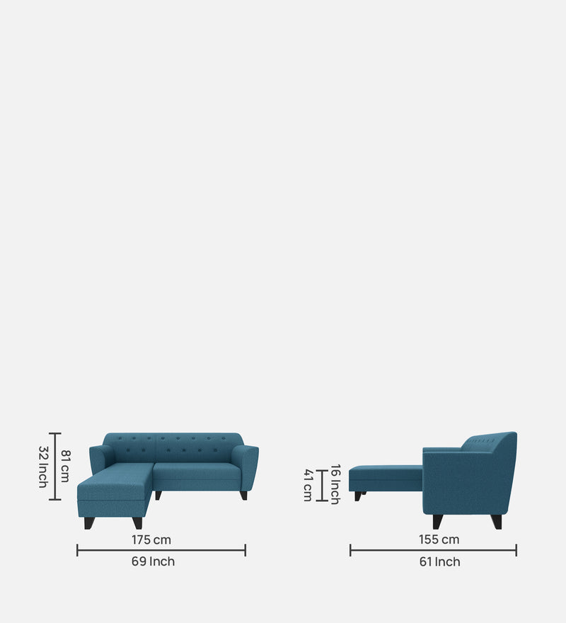 Bali Fabric 5 Seater Sectional Sofa (Left Hand Side) Blue