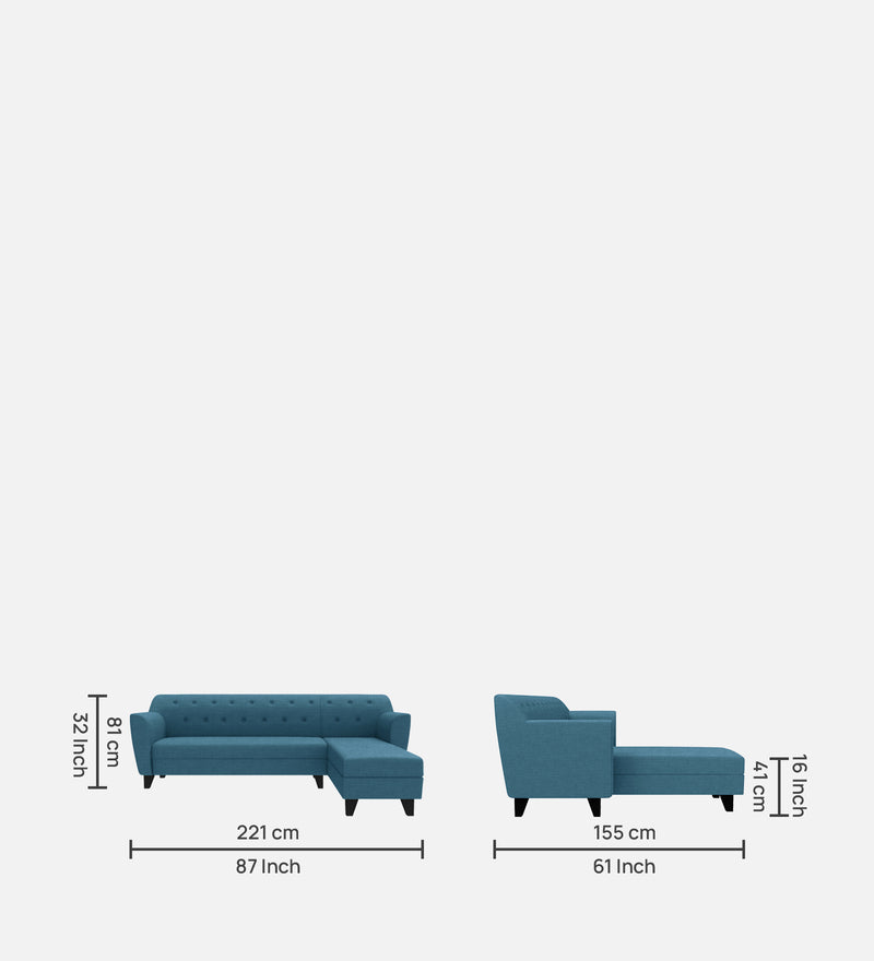 Bali Fabric 6 Seater Sectional Sofa (Right Hand Side) Blue