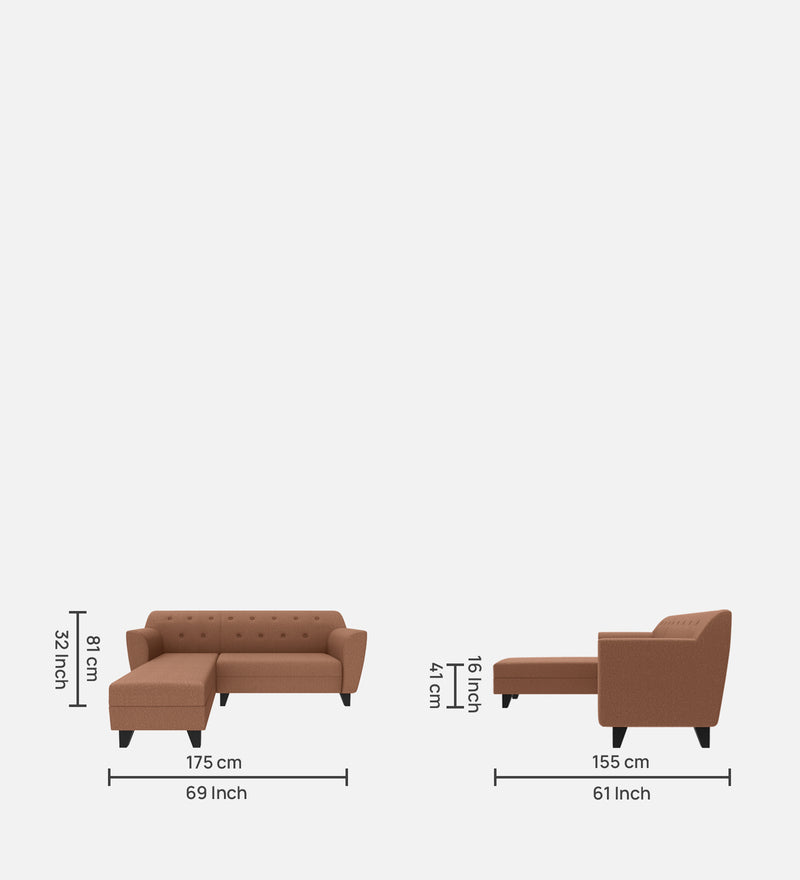 Bali Fabric 5 Seater Sectional Sofa (Left Hand Side) Brown