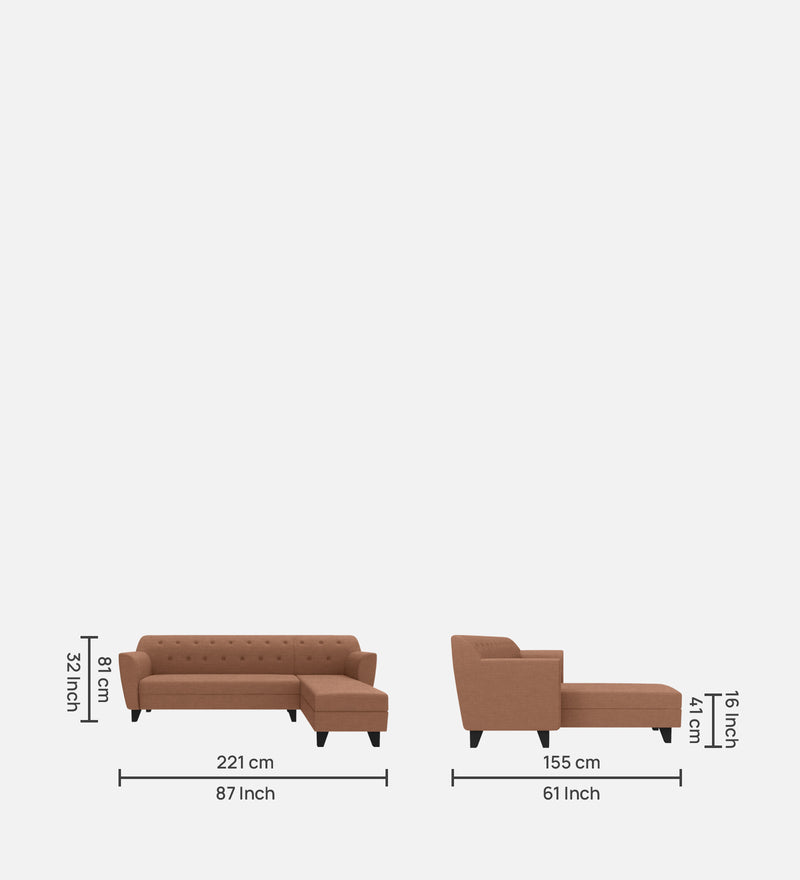 Bali Fabric 6 Seater Sectional Sofa (Right Hand Side) Brown
