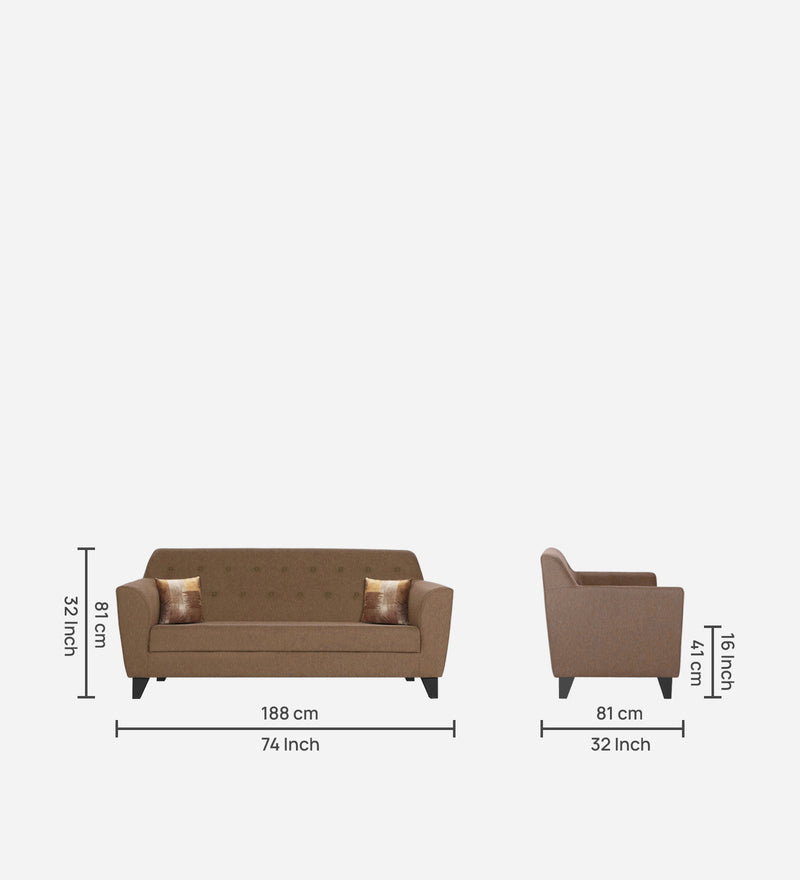 Bali Fabric 3 Seater Sofa In Brown Colour