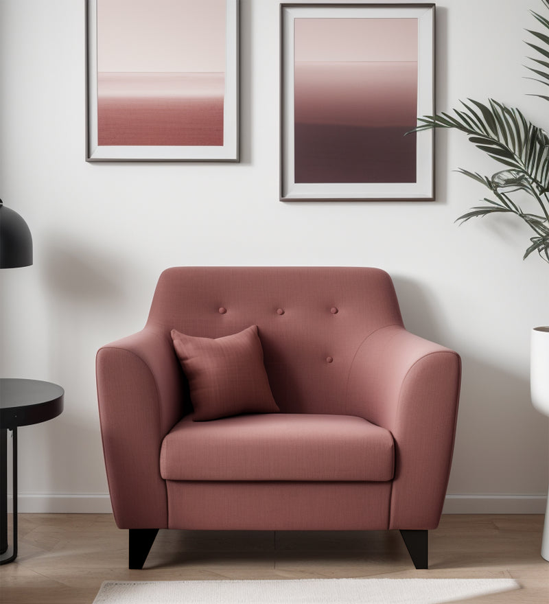 Bali Velvet 1 Seater Sofa in Berry Wine Colour