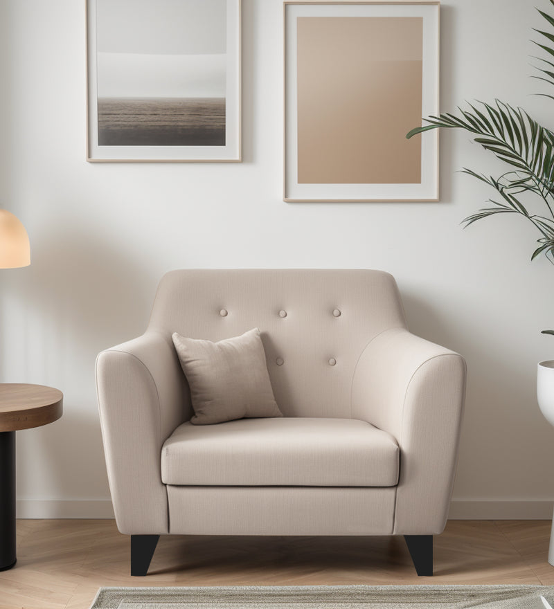 Bali Velvet 1 Seater Sofa in Camel Beige Colour