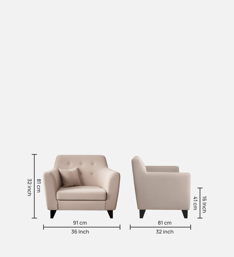 Bali Velvet 1 Seater Sofa in Camel Beige Colour