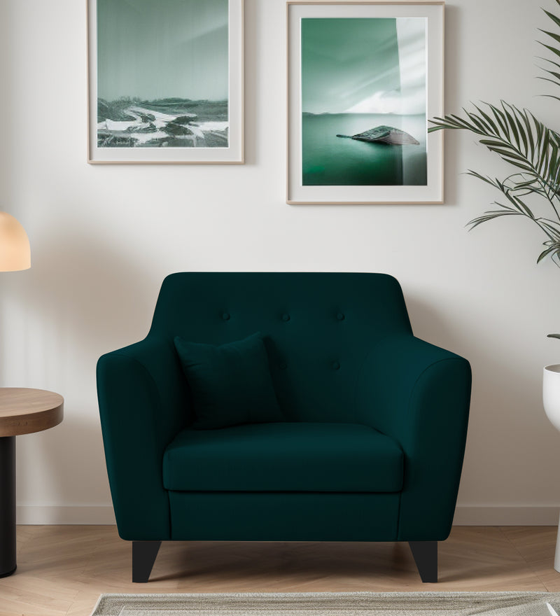 Bali Velvet 1 Seater Sofa in Emerald Green Colour