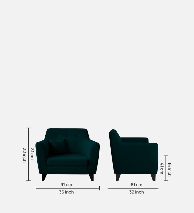 Bali Velvet 1 Seater Sofa in Emerald Green Colour