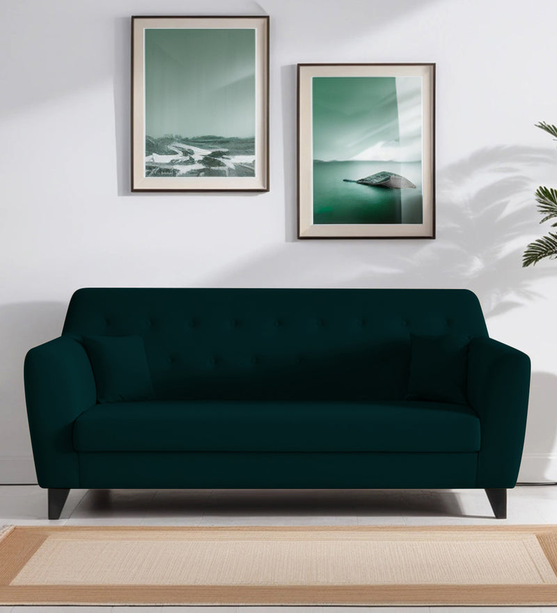 Bali Velvet 3 Seater Sofa in Emerald Green Colour