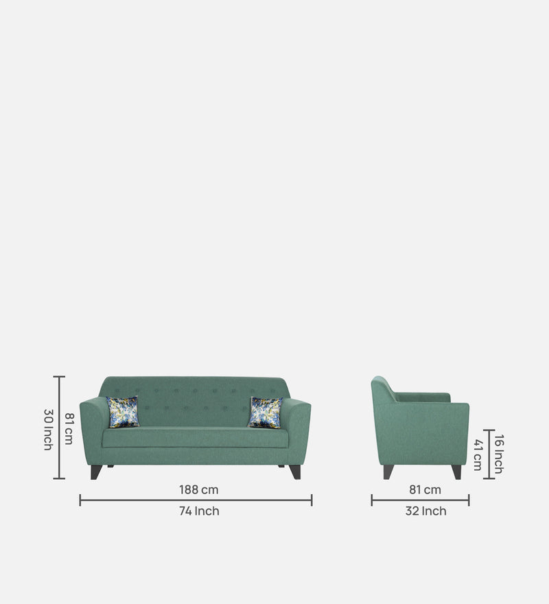 Bali 3 Seater Sofa In Imperial Green Colour