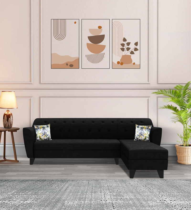 Bali Fabric 6 Seater Sectional Sofa (Right Hand Side) Mystic Black