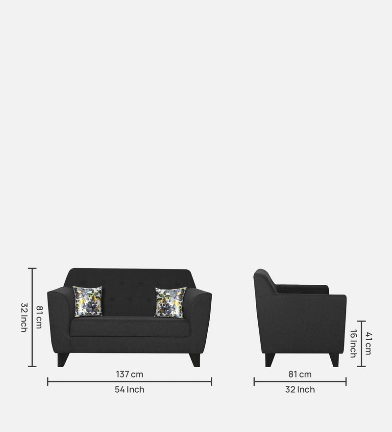 Bali Fabric 2 Seater Sofa In Mystic Black Colour