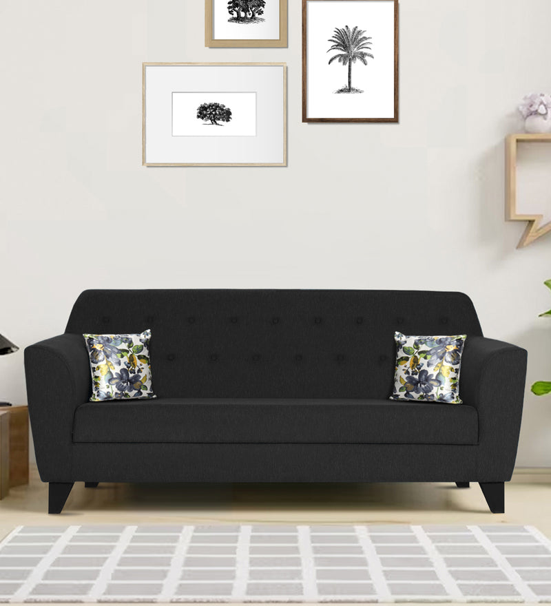 Bali Fabric 3 Seater Sofa In Mystic Black Colour