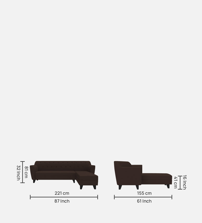 Bali Fabric 6 Seater Sectional Sofa (Right Hand Side) Mahogany