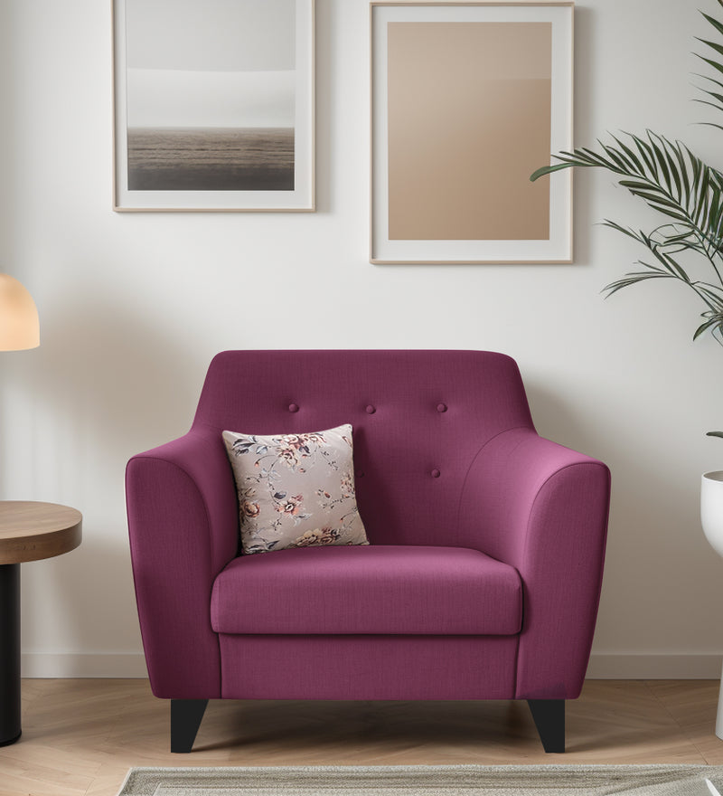 Bali fabric 1 Seater Sofa in Mulberry Colour