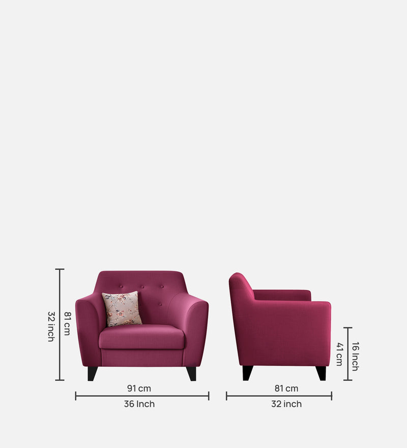 Bali fabric 1 Seater Sofa in Mulberry Colour