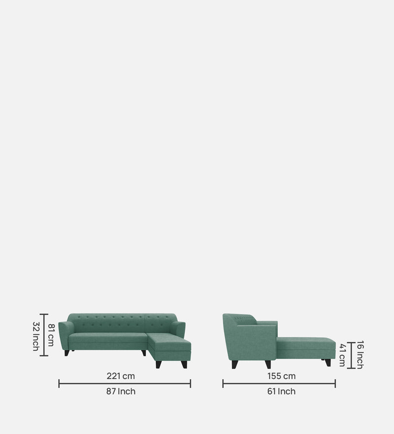 Bali Fabric 6 Seater Sectional Sofa (Right Hand Side) Imperial Green